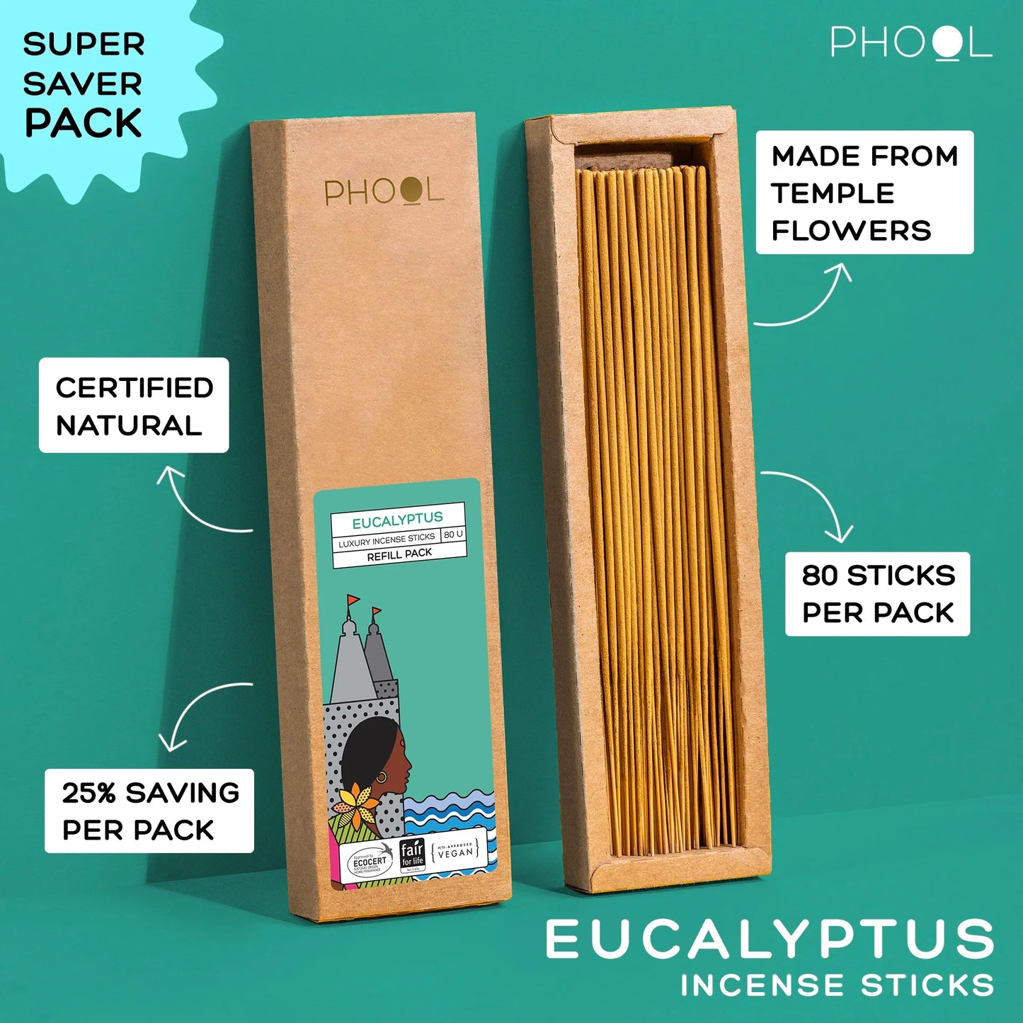 Natural Incense Sticks Refill pack - Eucalyptus