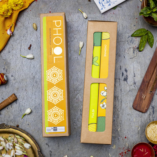 【Phool】 Devotion Pack - Natural Incense Sticks (Tulsi & Jasmine)|ディボーションパック ナチュラルインセンススティック(トゥルシー&ジャスミン)