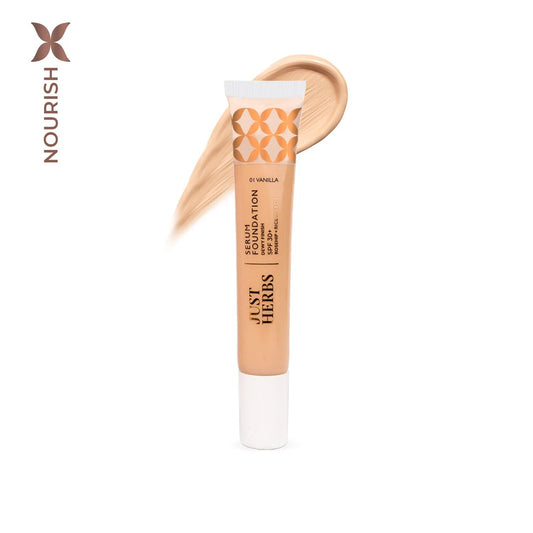 【Just Herbs】 Serum Foundation Dewy Finish SPF30+ Tube with Rosehip and Rice Starch|セラムファンデーション ツヤ仕上げ SPF30+ ローズヒップ&ライススターチ|05 Sand(サンド)