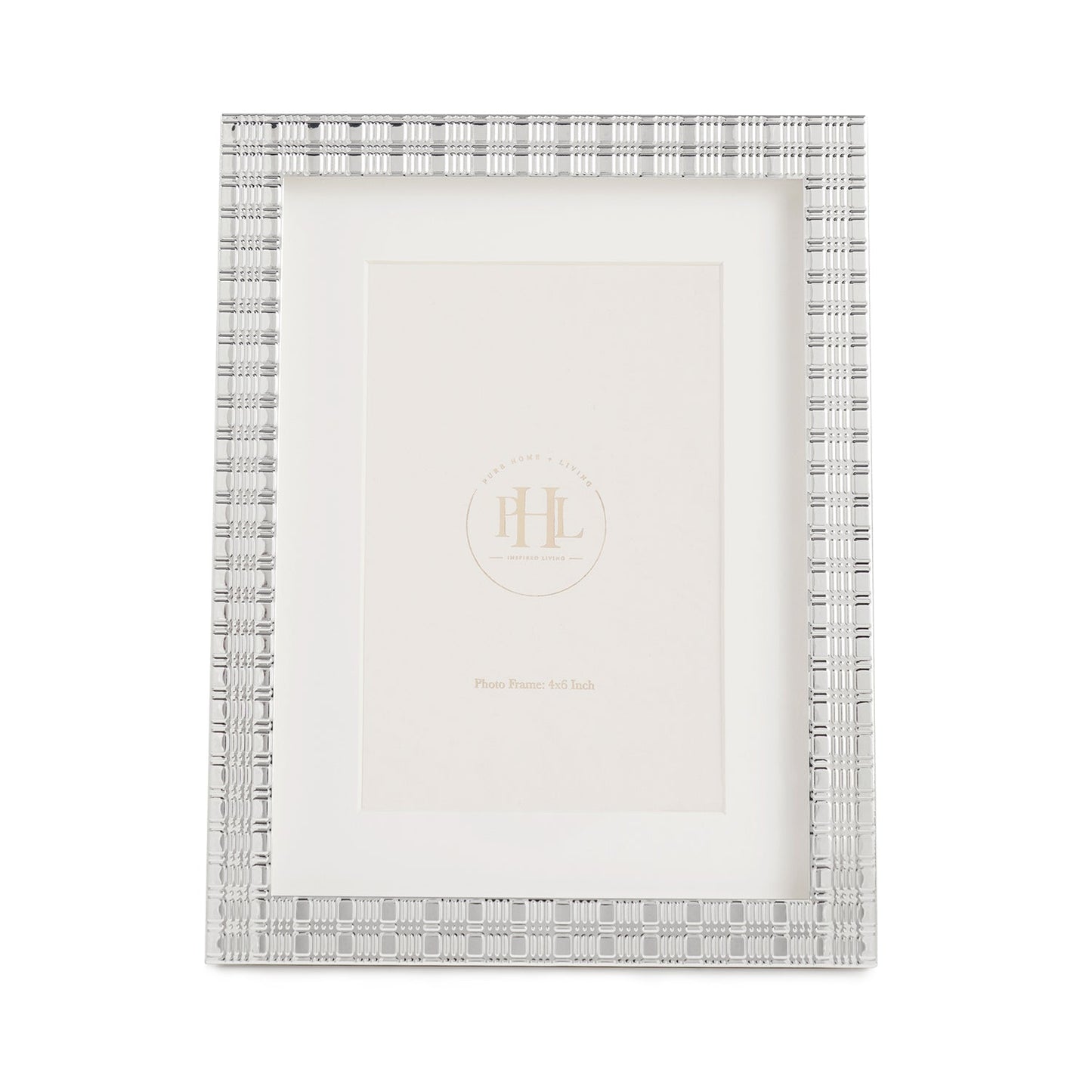 Silver Plated Geometric Pattern Metal Photo Frame - Small
