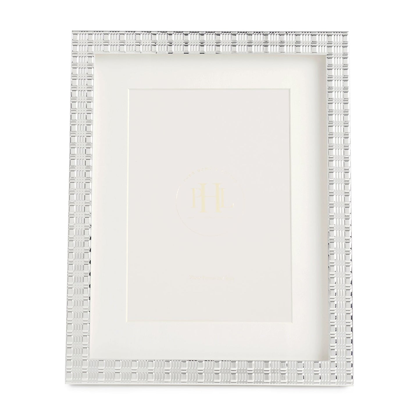 Silver Plated Geometric Pattern Metal Photo Frame - Large