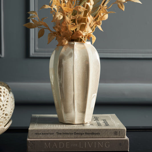 White Smooth Glaze Ceramic Vase - Medium