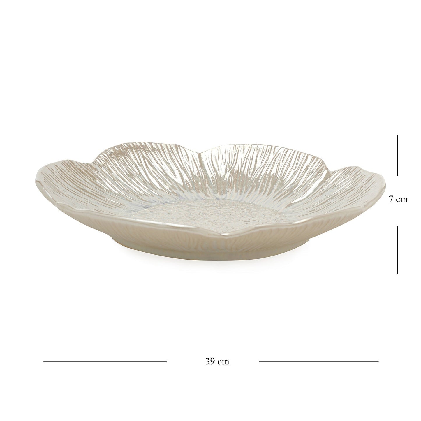 White Floral Glazed Ceramic Platter - Large