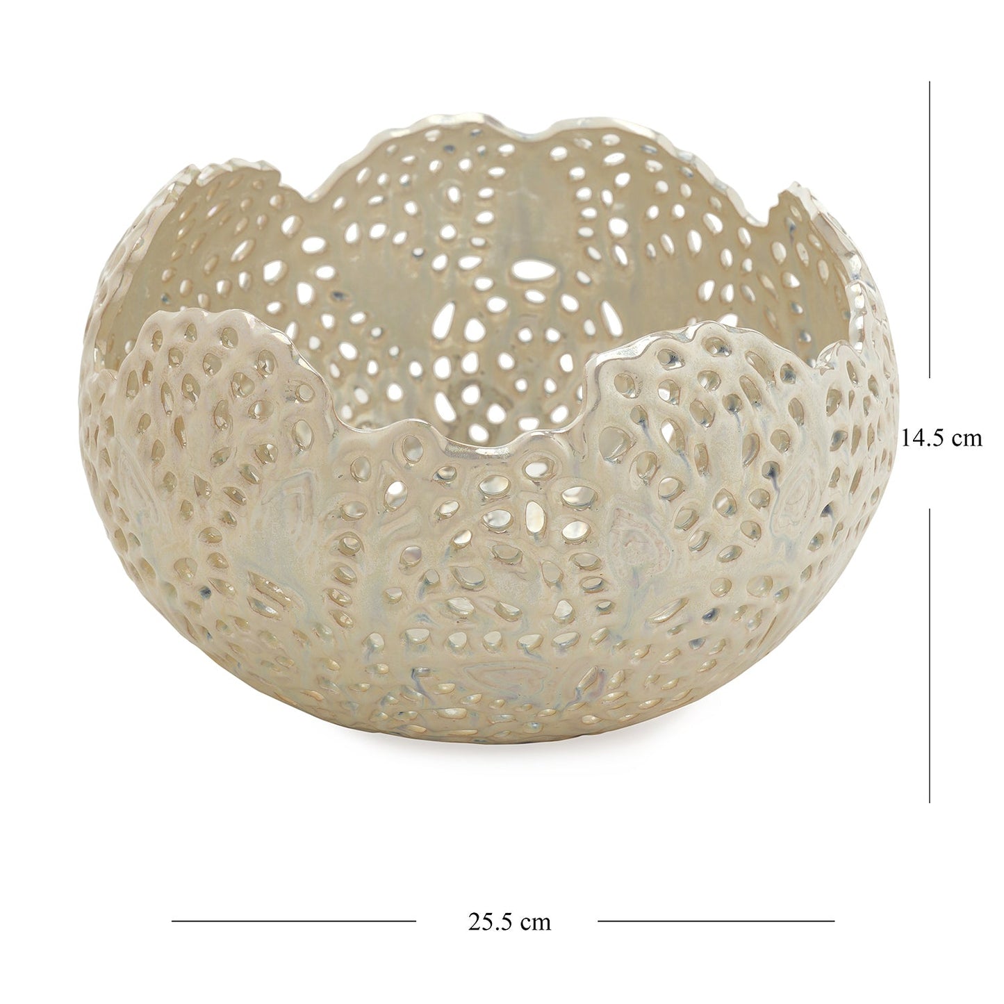 White Lattice Round Ceramic Vase - Small