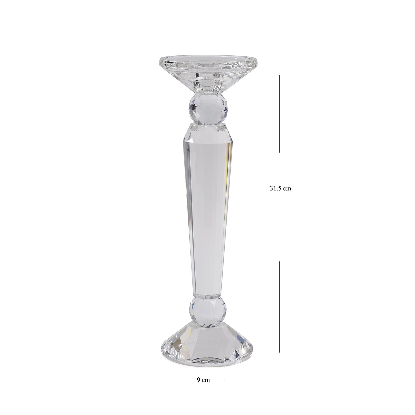 Clear Crystal Candle Holder - Large