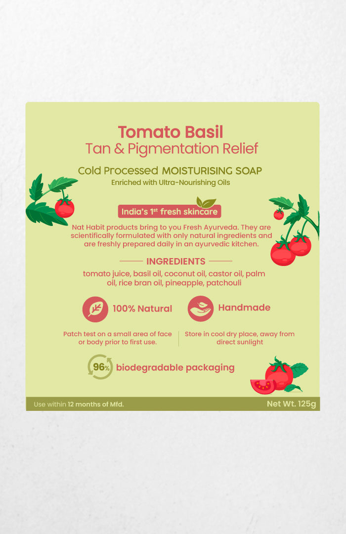 Cold Processed Tomato Basil AHA-BHA Moisturising Soap 125g x 6