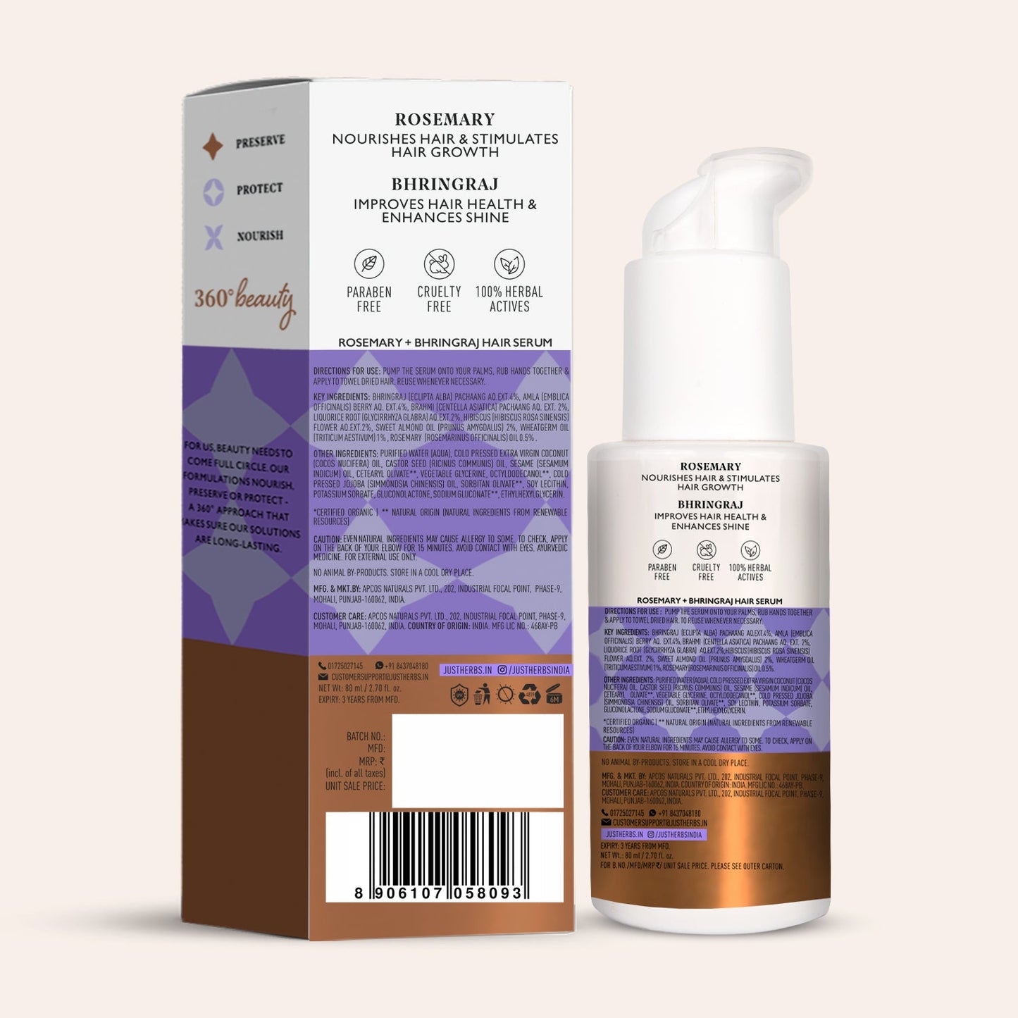 Hair Serum with Rosemary and Bhringraj 80ml