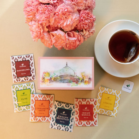 Assortment of Fine Teas- 30 Tea Bags Taj Print Wooden Box 470g