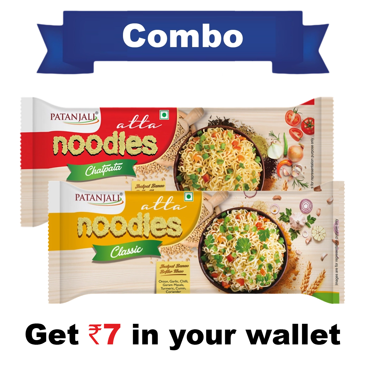 Combo- Atta Noodles Chatpata 240 g+Atta Noodles Classic 240 g- Rs 7 Off