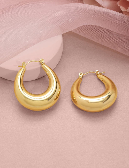 【Rubans】 18K Gold-Plated Stainless Steel Tarnish-Free Waterproof Modern Hoop Earrings|18K ゴールドメッキ ステンレス モダン フープイヤリング