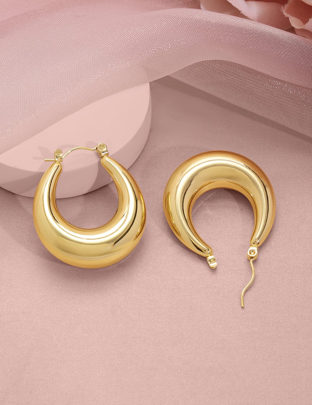 【Rubans】 18K Gold-Plated Stainless Steel Tarnish-Free Waterproof Modern Hoop Earrings|18K ゴールドメッキ ステンレス モダン フープイヤリング