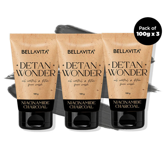 【Bella Vita Organic】 DETAN WONDER Oil Control & Detan Facewash (Pack Of 3)|デタンワンダー オイルコントロール 洗顔料 3本セット|100g×3