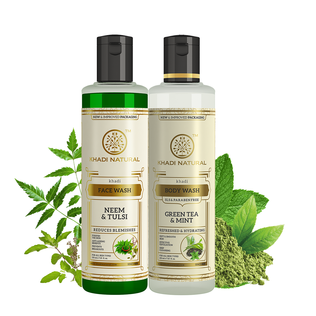 Neem with Tulsi Face Wash & Green Tea with Mint Body Wash – Combo Pack of 2 210ml Each