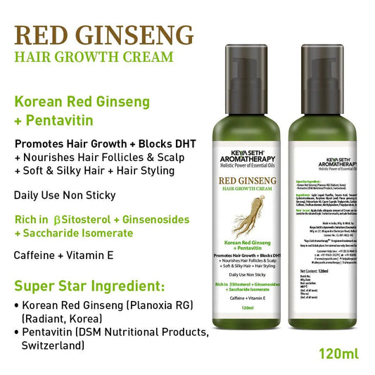 Korean Red Ginseng Hair Growth Cream, Blocks DHT, Pentavitin Caffeine Vitamin E, Daily Use, Hydration Nourishment 120ml