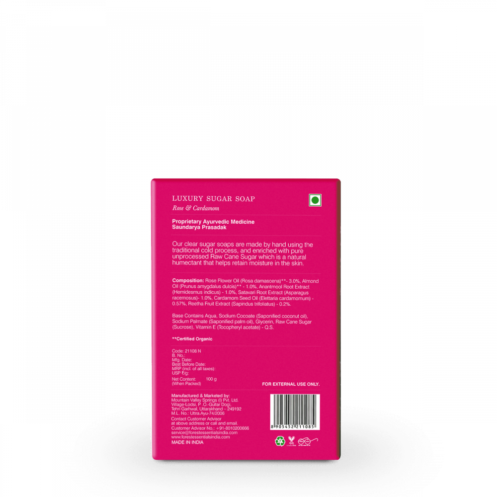 Luxury Sugar Soap Rose & Cardamom 100g