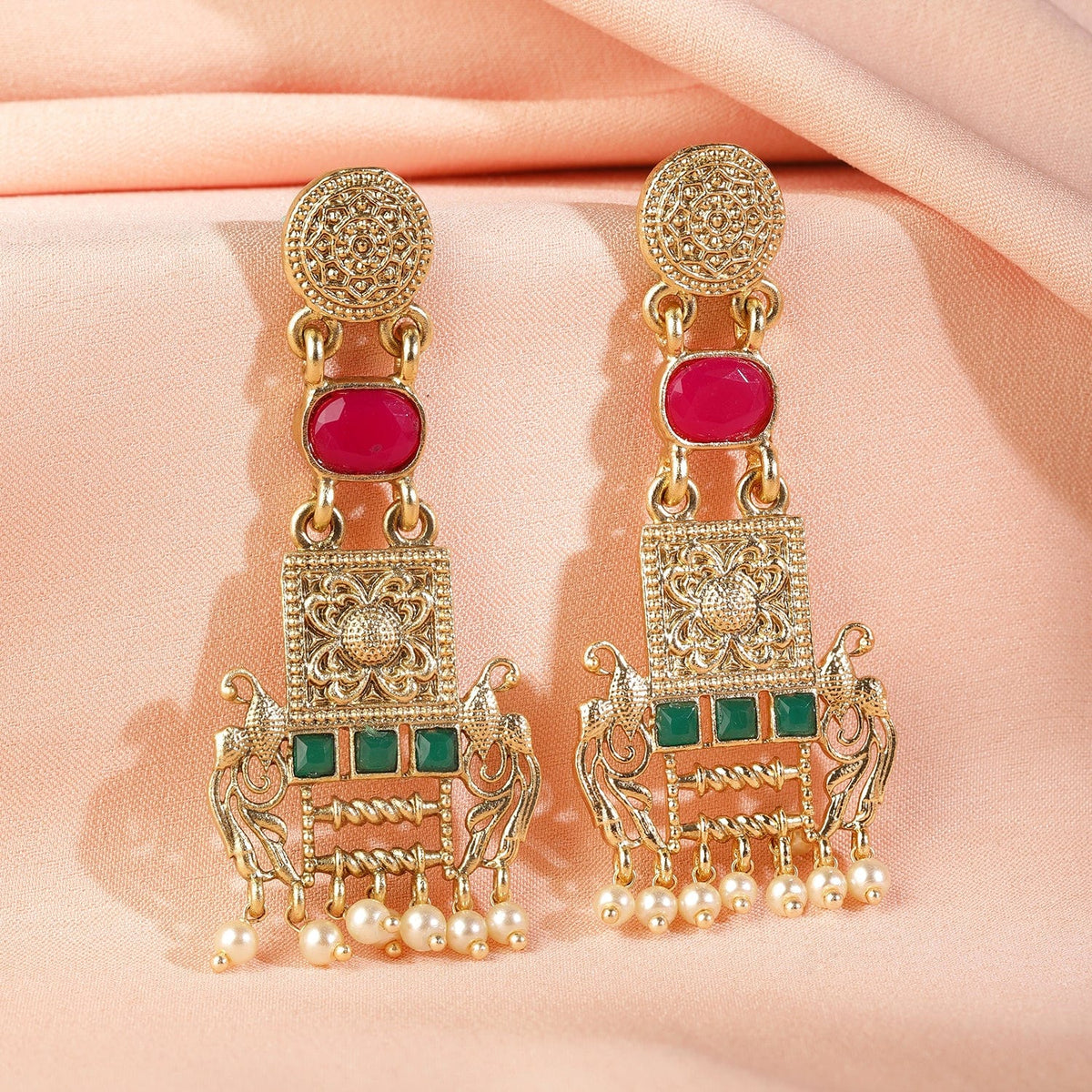 Vivid Muse American Diamond Zirconia Dangler Earrings Gold