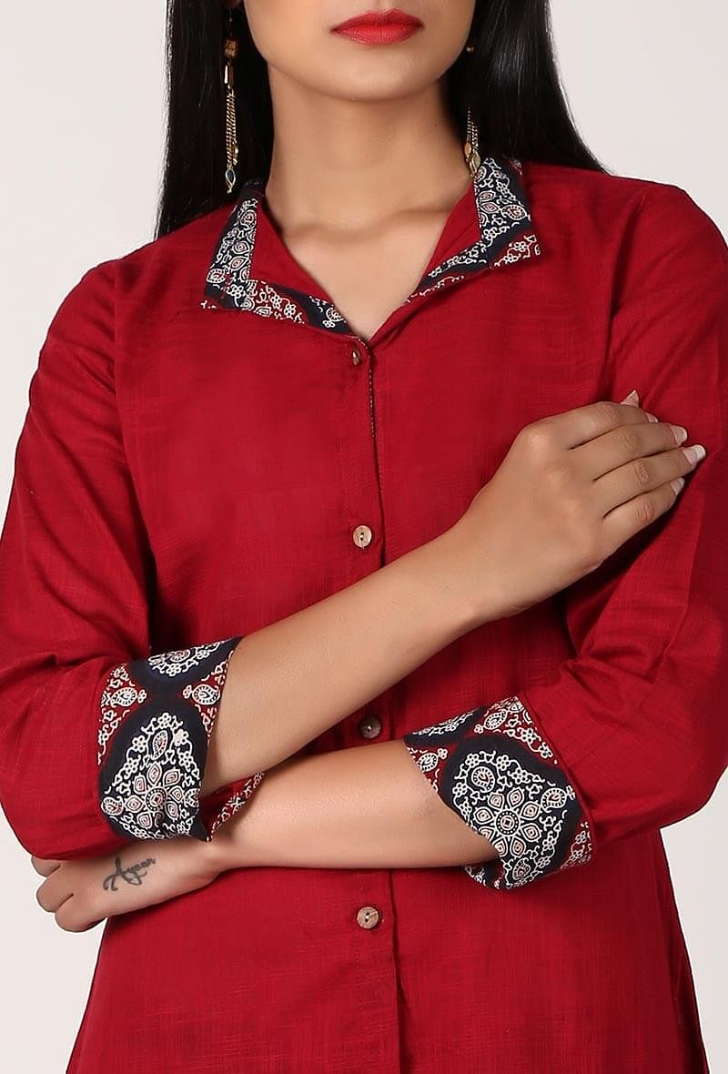 Red Ajrakh Shirt Jacket サイズ XS