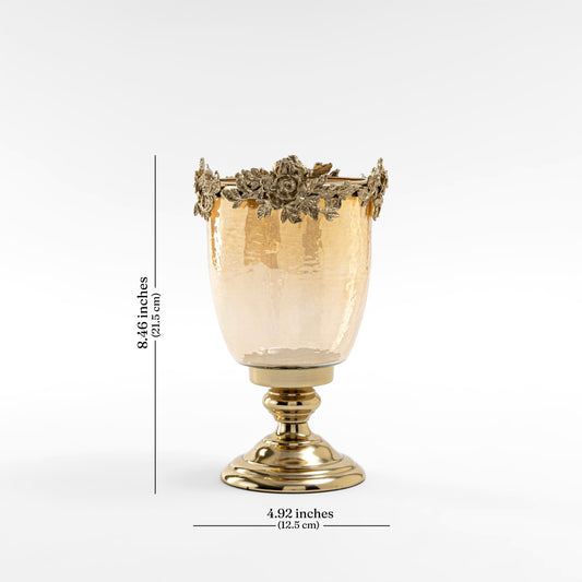 【Pure Home + Living】 Light Amber Lustre & Gold Hurricane - Small|ライトアンバー ラスター&ゴールド ハリケーン(S)|12.5×12.5×21.5cm