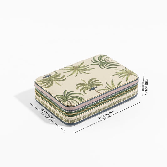 【Pure Home + Living】 Palmero Beige & Green Faux Leather Rectangular Jewellery Box|パルメロ ベージュ&グリーン フェイクレザー 長方形ジュエリーボックス|24×16.5×6.5cm