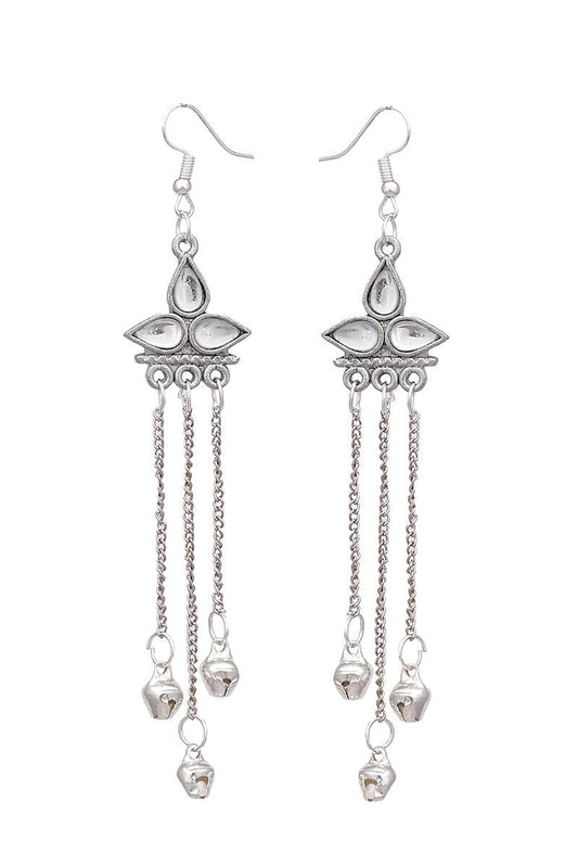 Silver Ghungroo German Silver Afghan Earrings