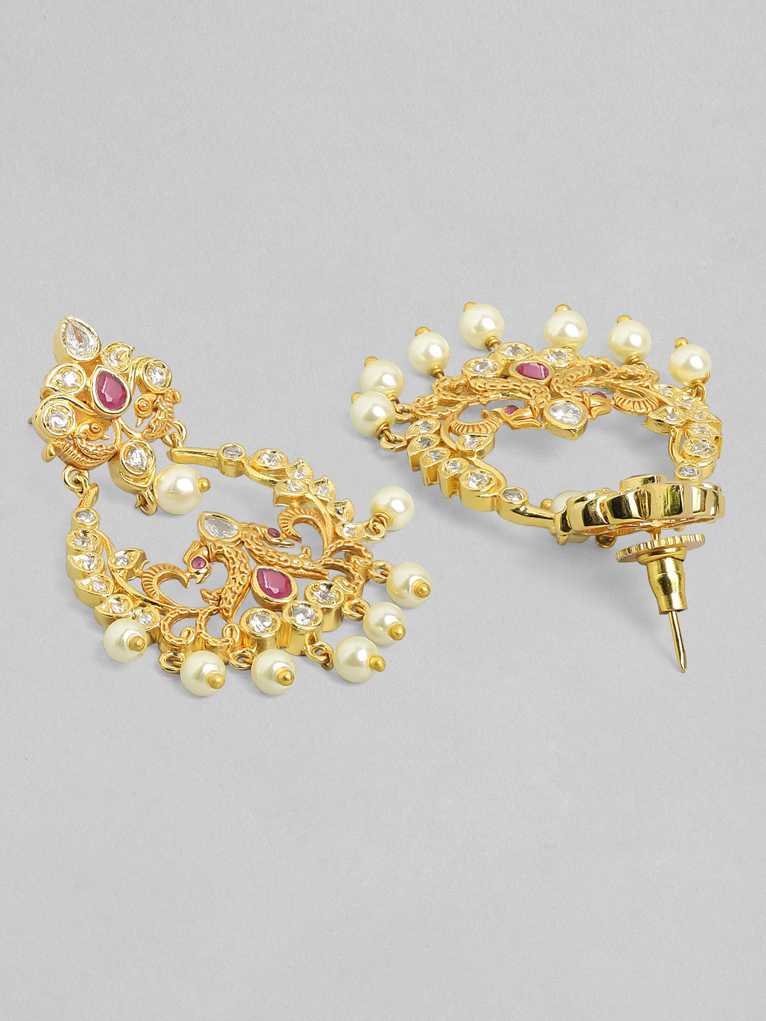 Rubans 24K Gold Plated Handcrafted Collar Neckline Necklace Set Gold