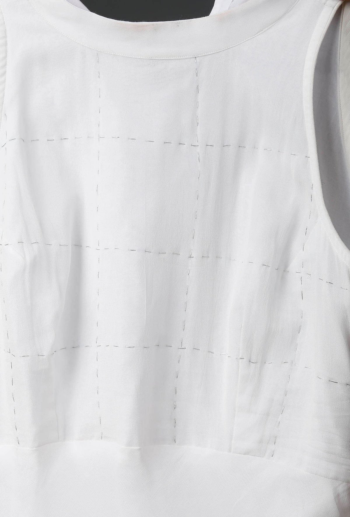 White Georgette Dress With Zari Embroidery サイズ XS