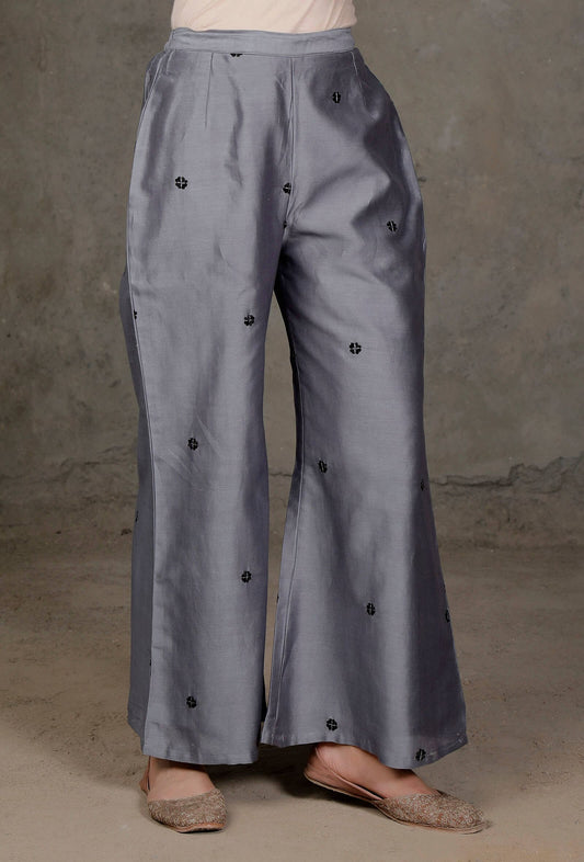 Grey Chanderi Palazzo サイズ XXL