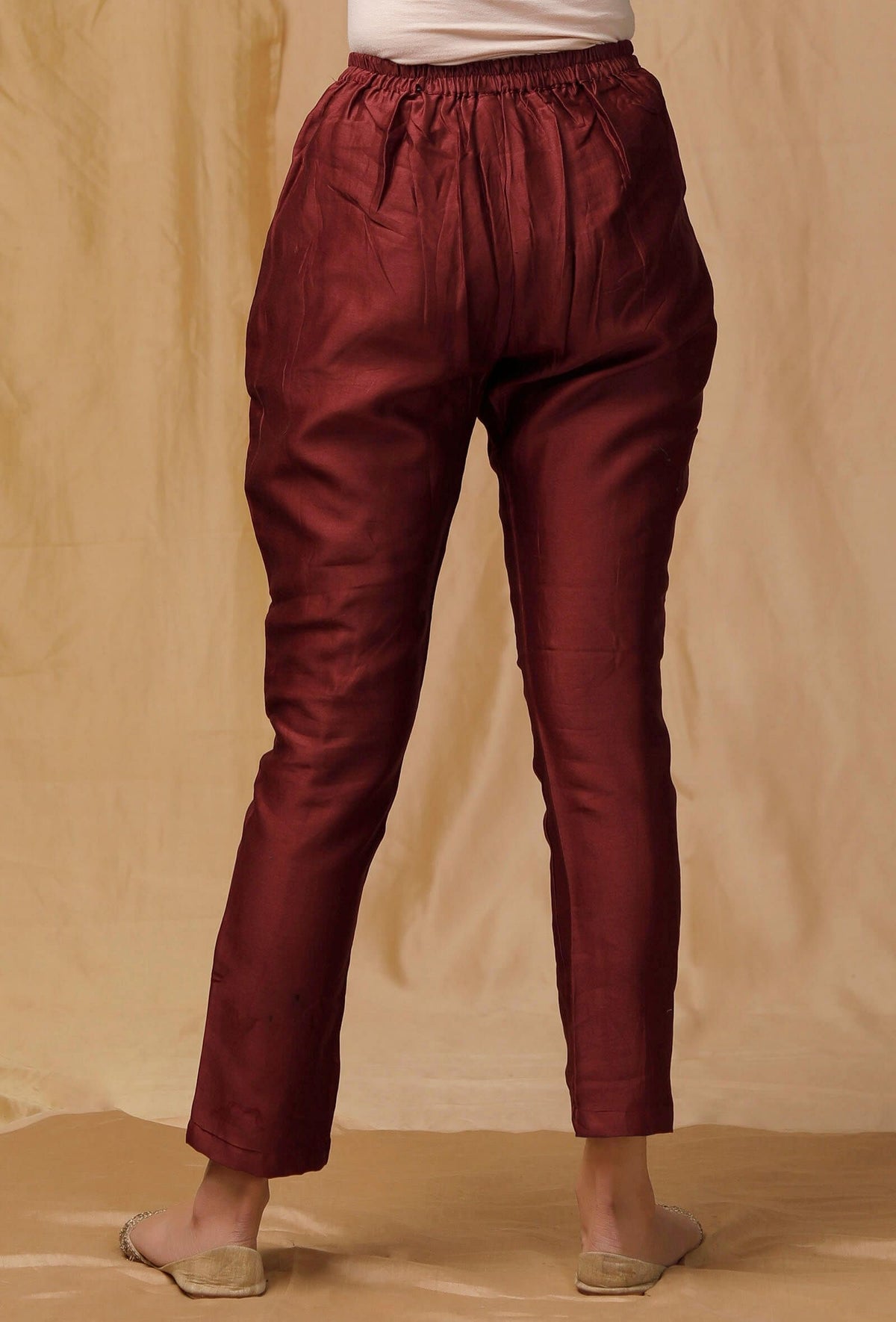 Maroon Banarsi Chanderi Pants サイズ XS