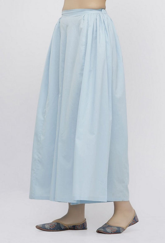 Blue Plain Cotton Palazzo サイズ L