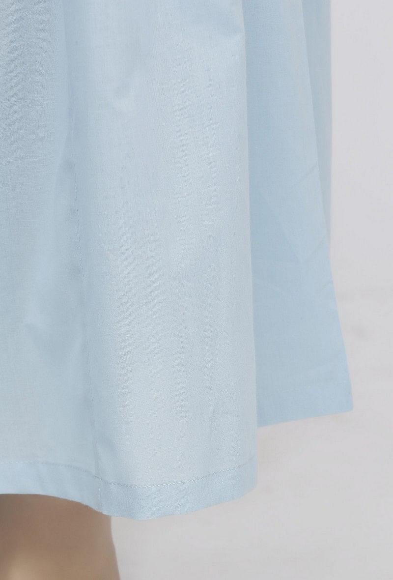 Blue Plain Cotton Palazzo サイズ L