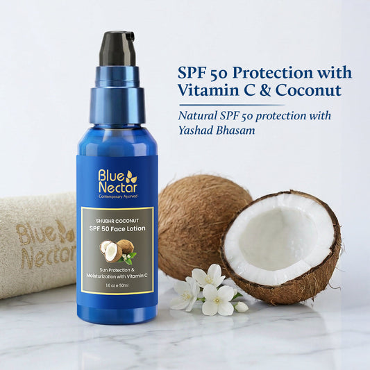 Shubhr Coconut Sunscreen SPF 50 Face Lotion for Sun Protection (18 herbs, 50ml) 50ml