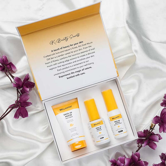 【Bella Vita】 Snail Mucin Glass Skin Essentials|スネイルムチン ギフトセット(フェイスウォッシュ・モイスチャライザー・セラム)