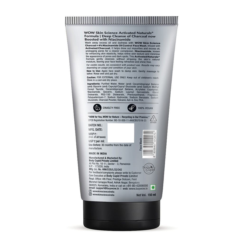 Charcoal & Niacinamide Oil-Control Face Wash Shine-Free Complexion 150ml