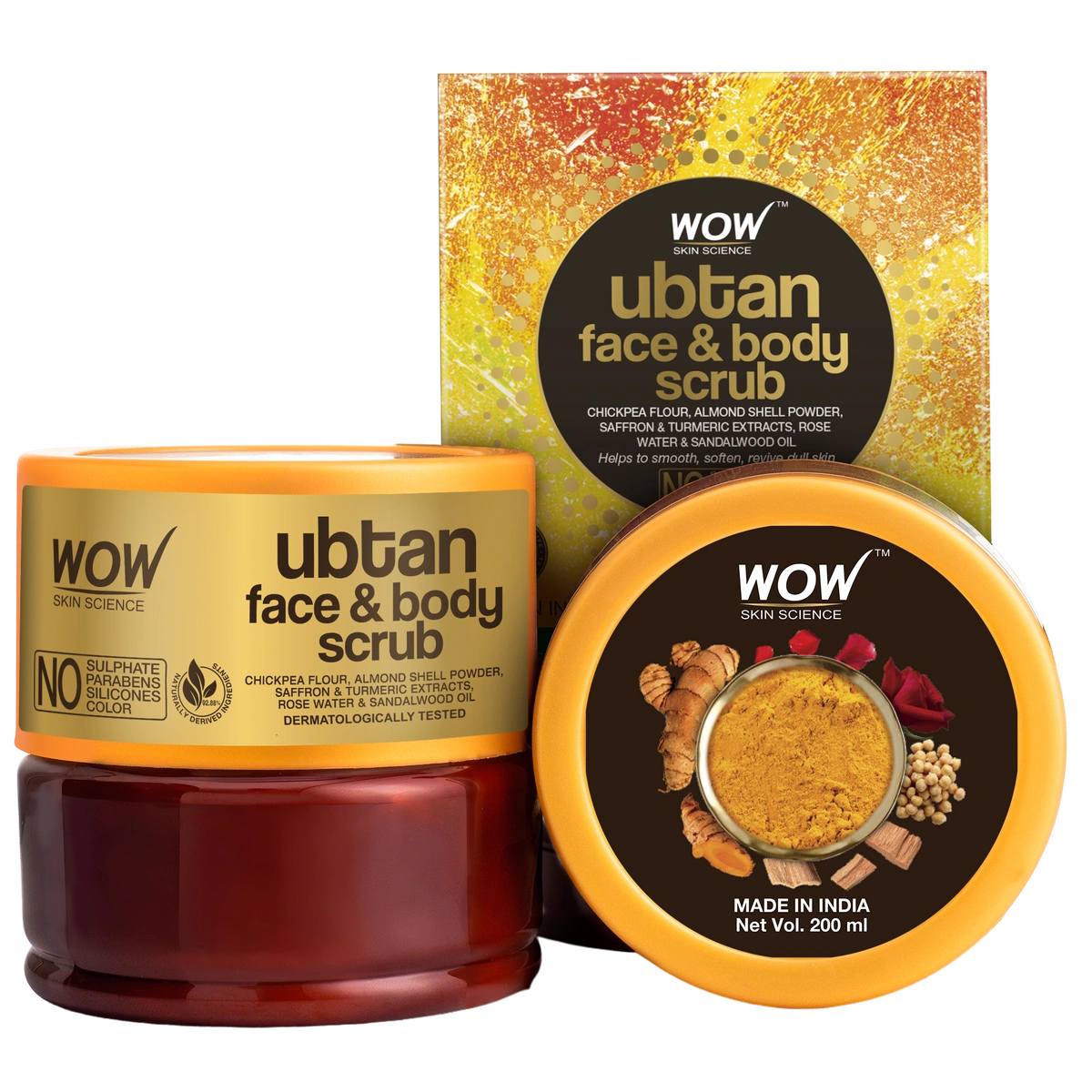 【WOW Skin Science】 Ubtan Face & Body Scrub Radiant Skin Exfoliator|ウブタン フェイス&ボディスクラブ ラディアントスキン|200ml
