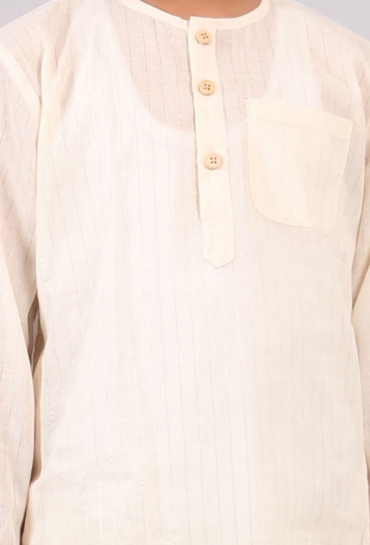 Set of 2: White Cotton Silver Stripes Kurta Pyjama Set サイズ 7〜8歳