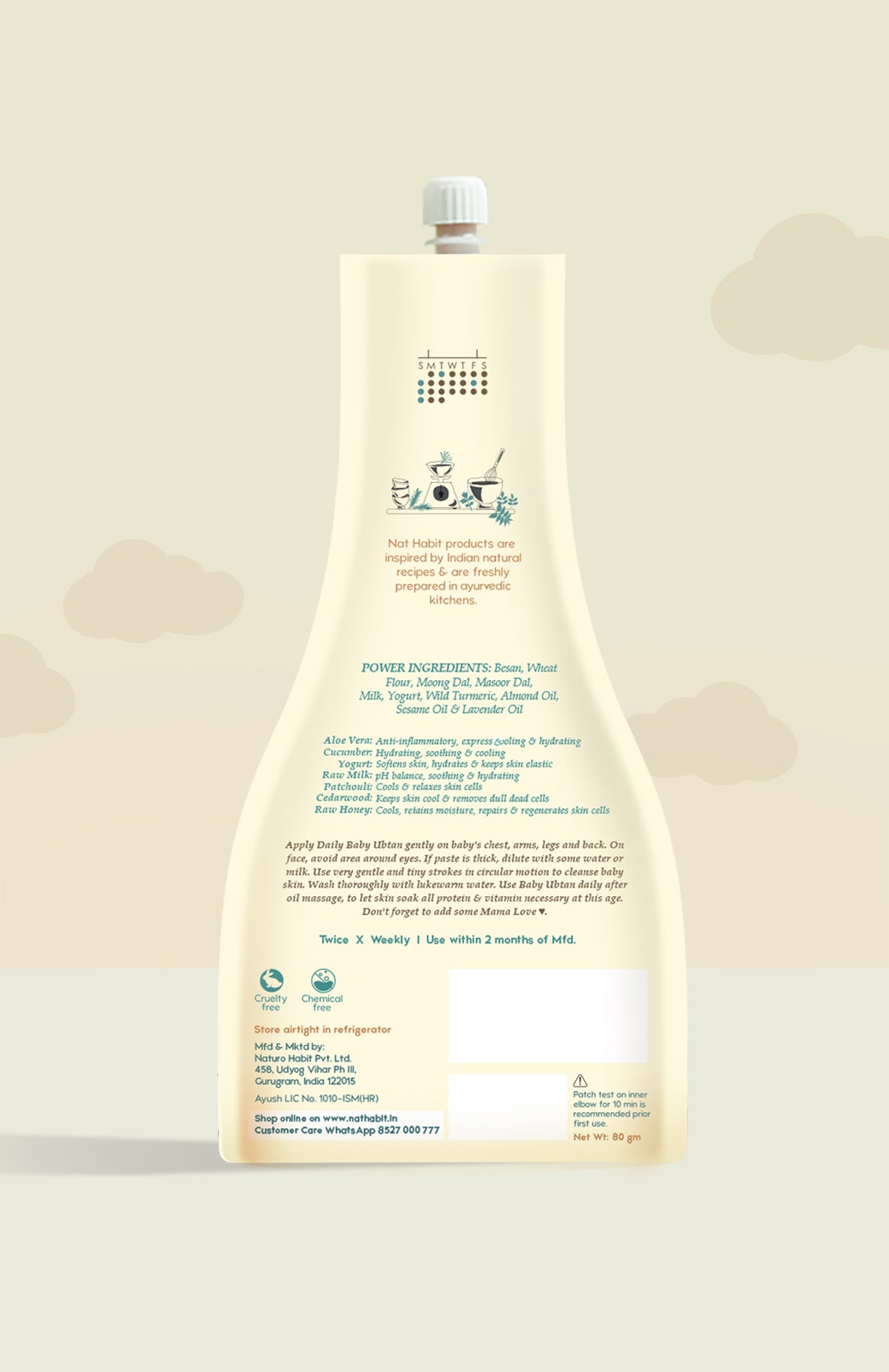 Fresh Baby Daily Ubtan - Charoli Milk Almond 80g x 1パック