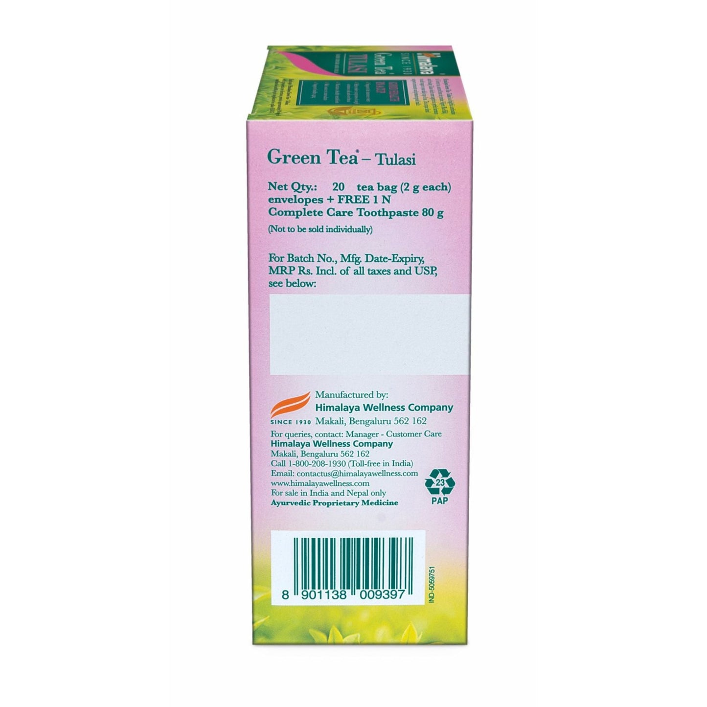 GREEN TEA TULASI 2G´20s + COMPLETE CARE TOOTHPASTE 80G FREE OFFER PACK 2G 20'S