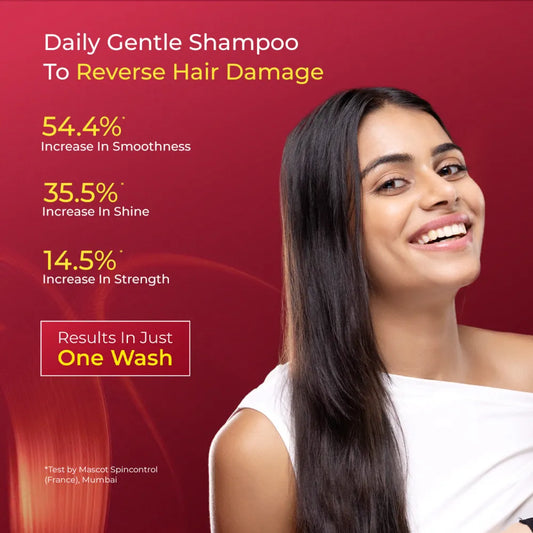 Biotin & Protein Rich Super Shampoo for Daily Nourishment, Damage & Frizz Control - 300ml + Free Scalp Massager 300ml
