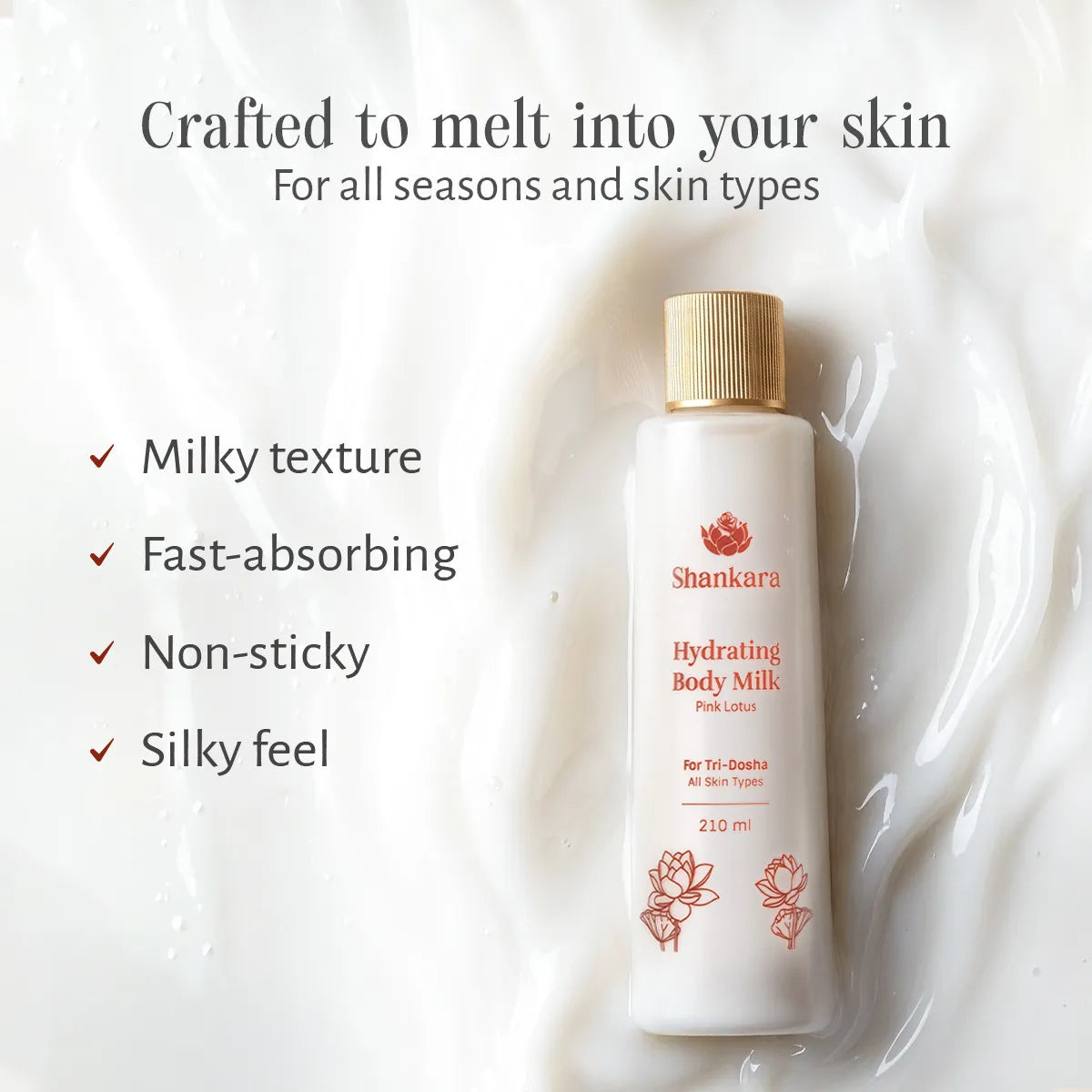 【Shankara Naturals India】 Hydrating Body Milk - Pink Lotus|ハイドレーティング ボディミルク ピンクロータス|210ml
