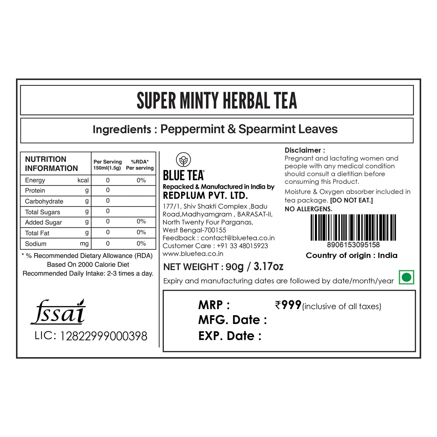 Super Minty Herbal Tea - 60 Tea Bags 60 Tea Bags