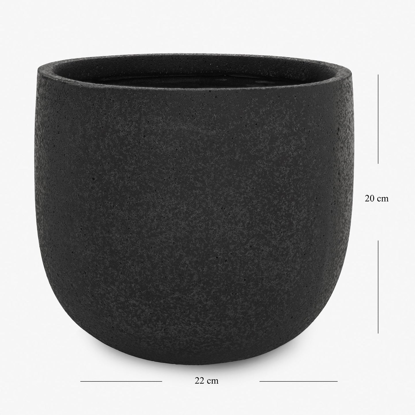 Black Polyfibre Clay Pot - Medium