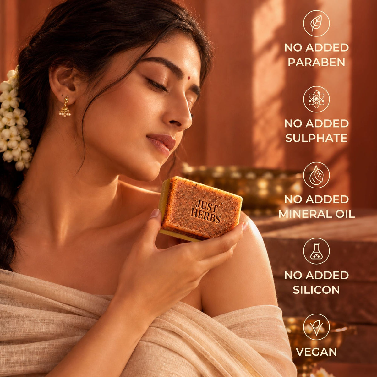 【Just Herbs】Golden Ubtan Exfoliating Detan Bar|ゴールデン ウブタン エクスフォリエイティング デタン バー|75g