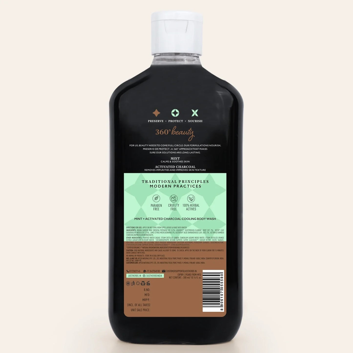 Mint Cooling Body Wash with Activated Charcoal 300ml