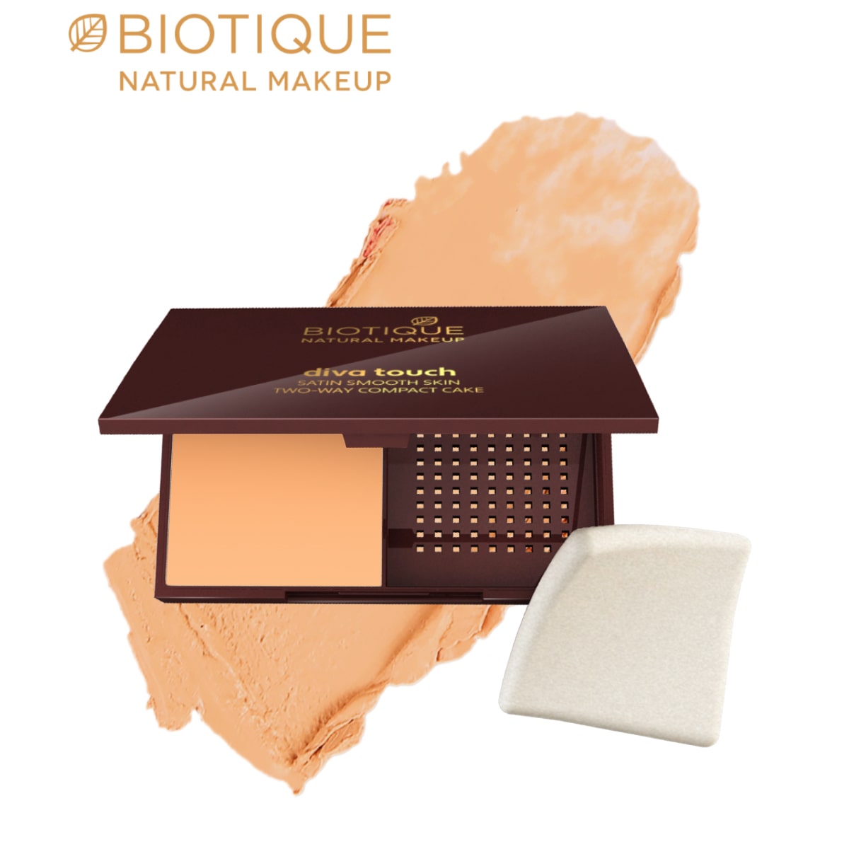 Biotique Natural Makeup Diva Satin Smooth 3-in-1 Compact Makeup, Creamy Oatmeal, 9g