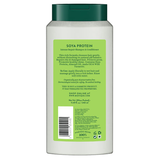 【Biotique】 Soya Protein Intense Repair Shampoo & Conditioner|ソイプロテイン インテンスリペア シャンプー コンディショナー|340ML