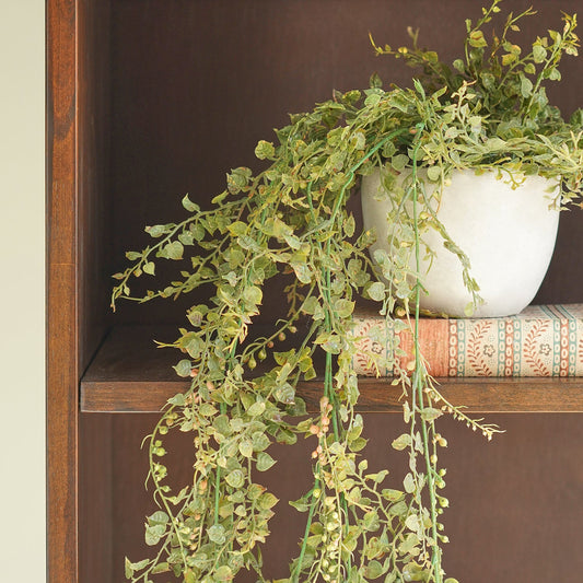 Green Artificial Hanging Plant with Cement Pot