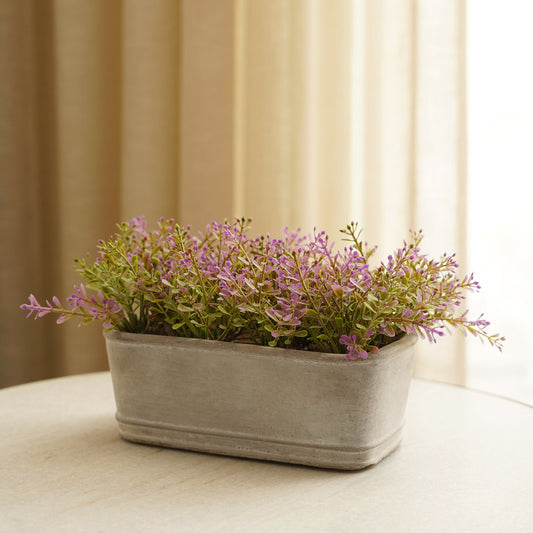 Purple Artificial Plant with Rectangular Cement Pot