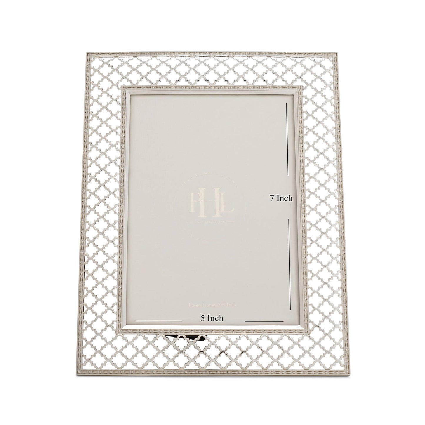 Silver Plated Trellis Design Metal Photo Frame - Large