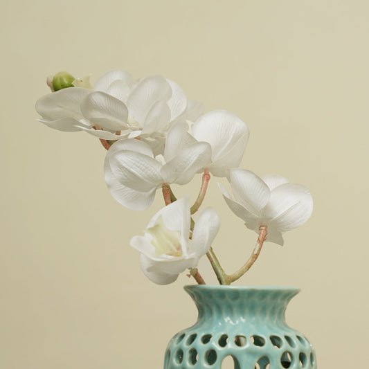 White Orchid Faux Flower Stem Single