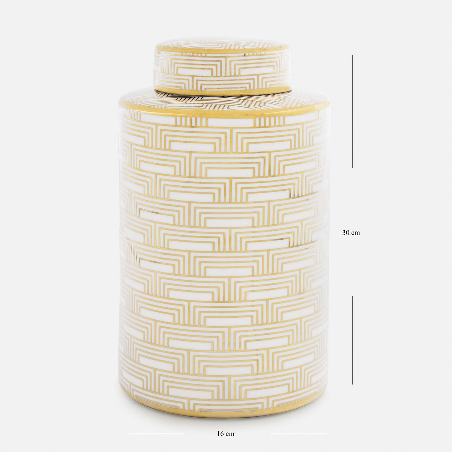 Ivory and Gold Geometric Pattern Canister